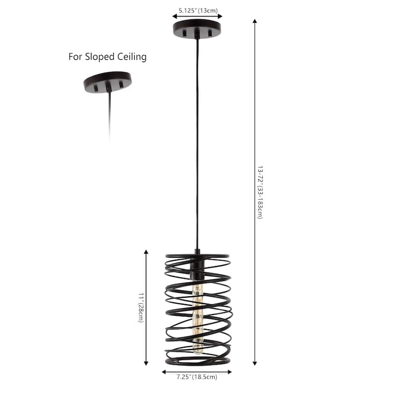 Skylar 7.25" 1-Light Modern Contemporary Iron Spiral LED Pendant, by JONATHAN Y