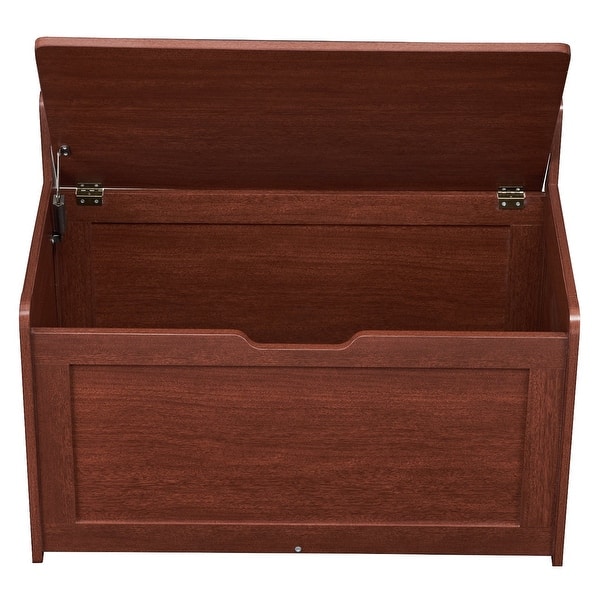 slide 2 of 22, Multifunctional Storage Wooden Toy Storage Box with Flip-Top Lid and Safety Hinge Perfect for Any Room Cherry