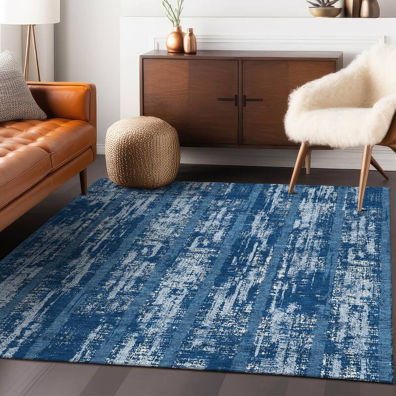 Machine Washable Indoor/ Outdoor Chantille Stripe Ombre Rug