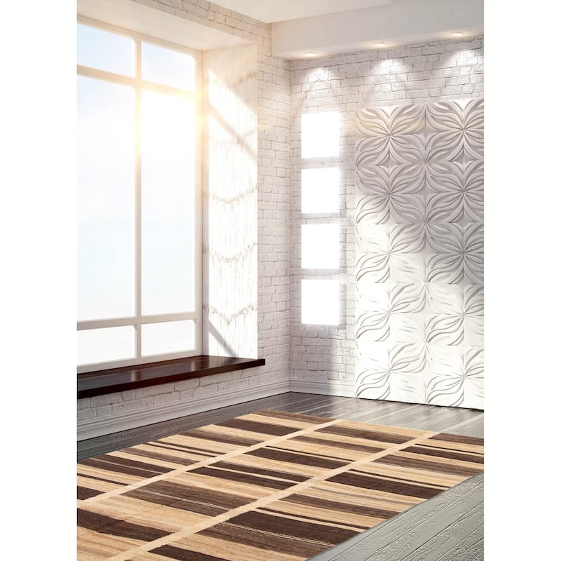 ECARPETGALLERY Flat-Weave Boho Beige Wool Kilim - 4'9 x 6'7