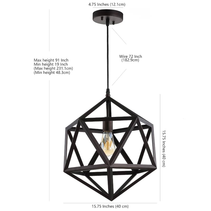 SAFAVIEH Lighting Sudeshna Adjustable 1-Light Led Brass Pendant - 15.8"x15.8"x19-91" - Dark Grey - 16Wx16Dx91H