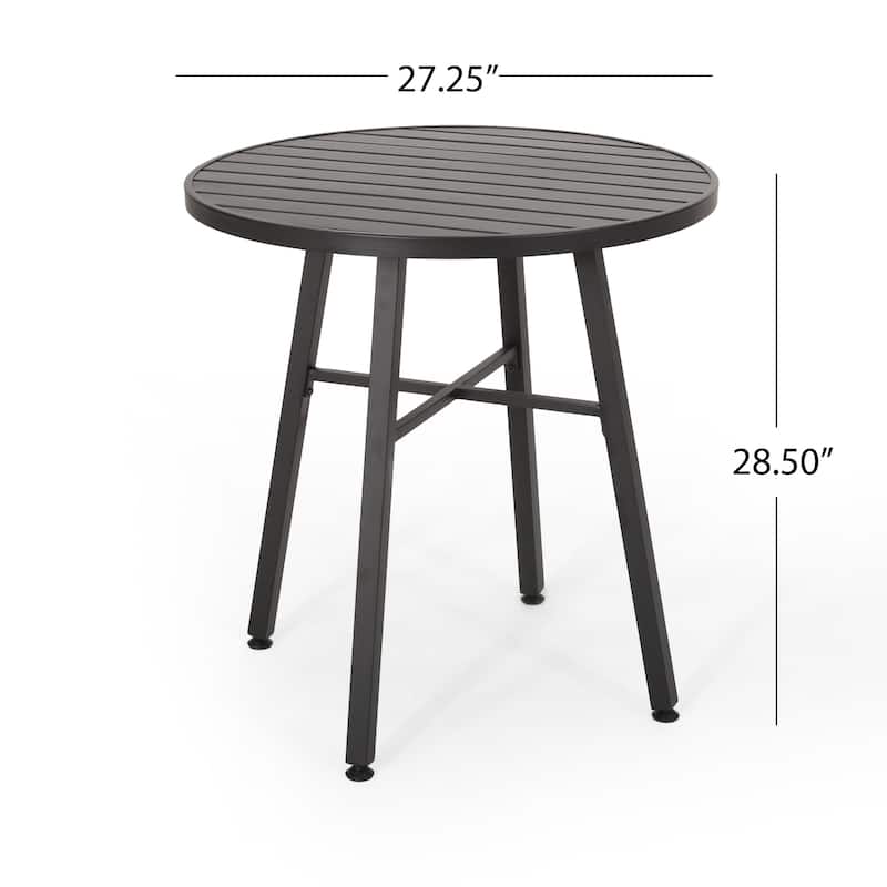 Patio Outdoor Indoor 3-piece Chair Bistro Set, Outdoor Conversation Furniture Set with 2 Iron Chairs and Table Set, Black