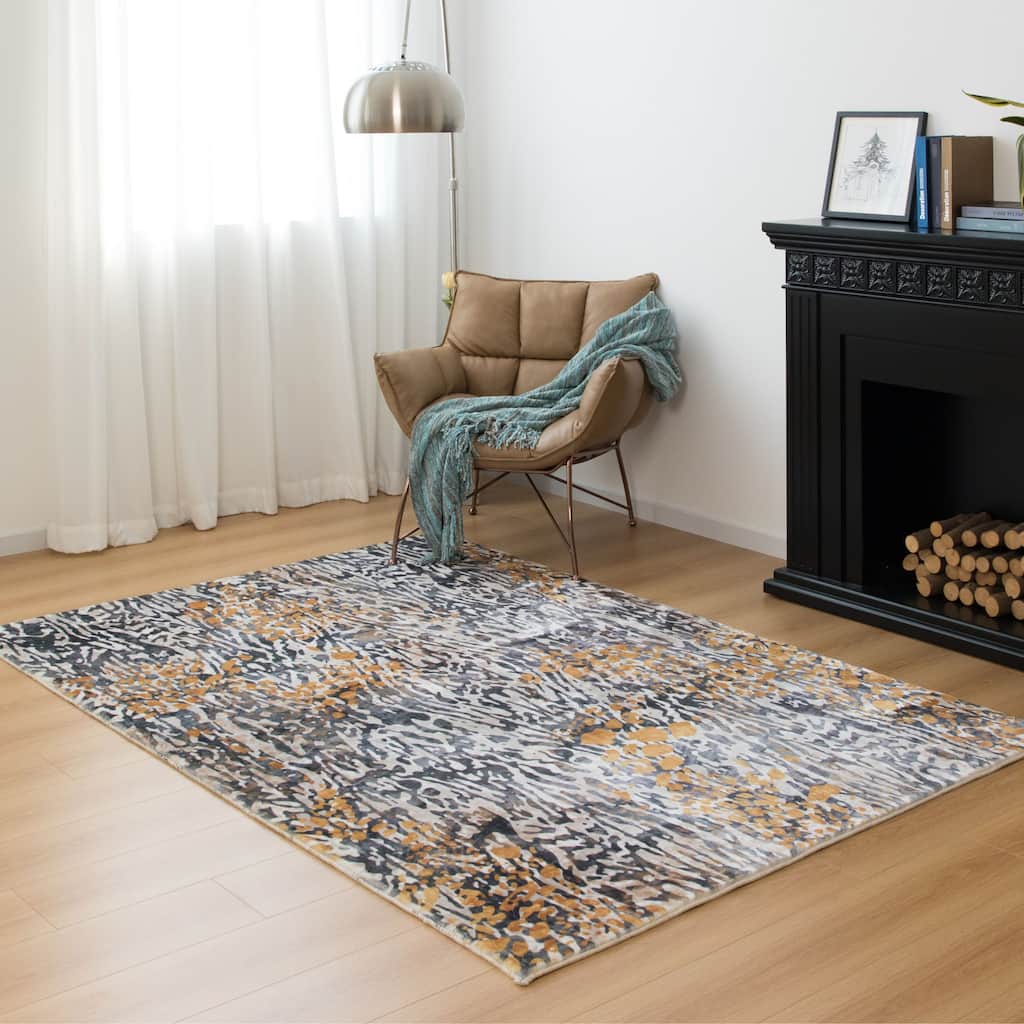 Bani Collection Abstract Mustard and Gray Area Rug