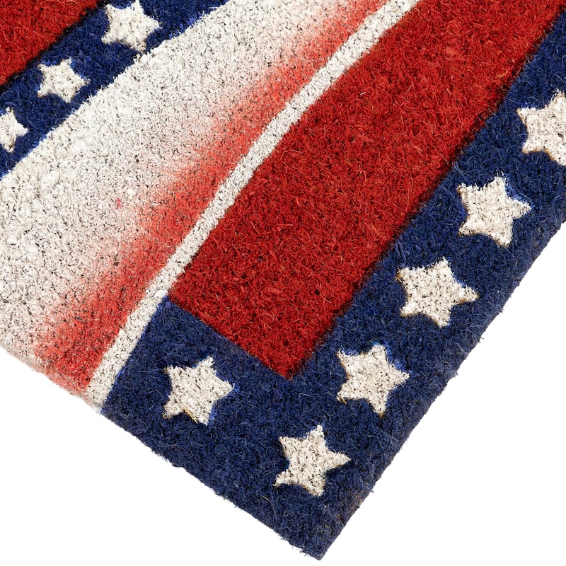 Red Coir "Welcome" Stars and Stripes Americana Outdoor Doormat 18" x 30"