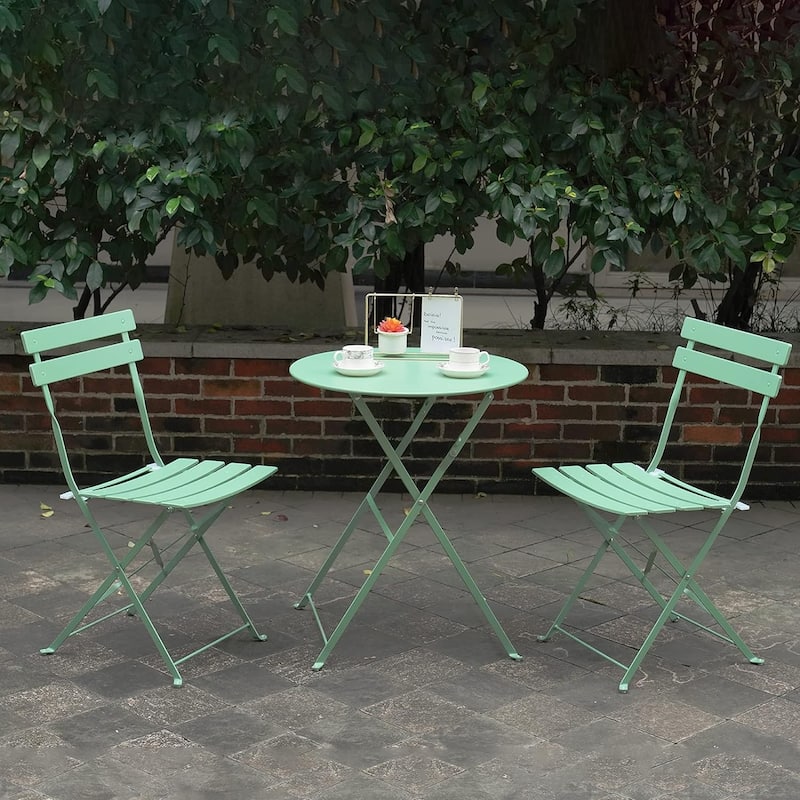 3-Piece Bistro Set Folding Outdoor Furniture Sets with Premium Steel Frame Portable Design for Bistro & Balcony
