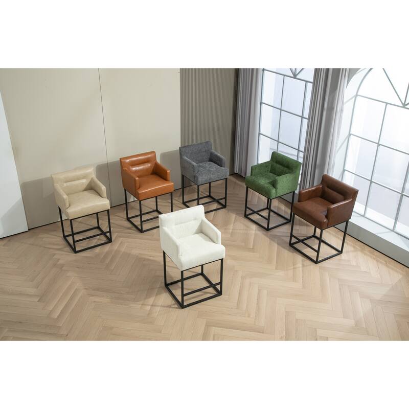 House Hold Counter Height Bar Stools Set of 2,Modern Square PU Bar Stool