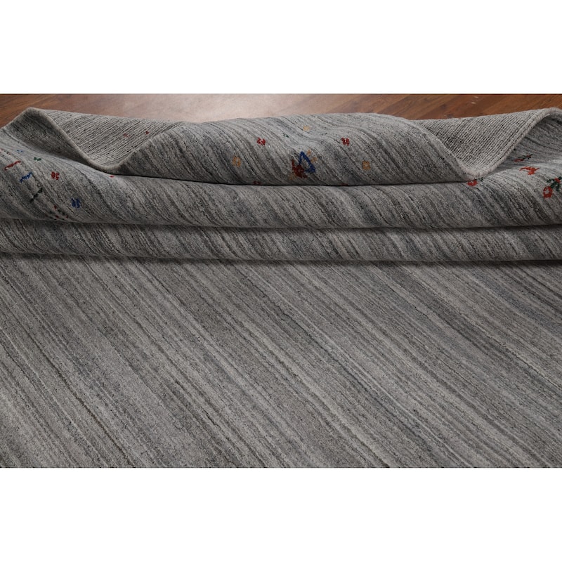 Gabbeh Oriental Area Rug Hand-Knotted Tribal Silk Carpet - 9'5" x 11'10"