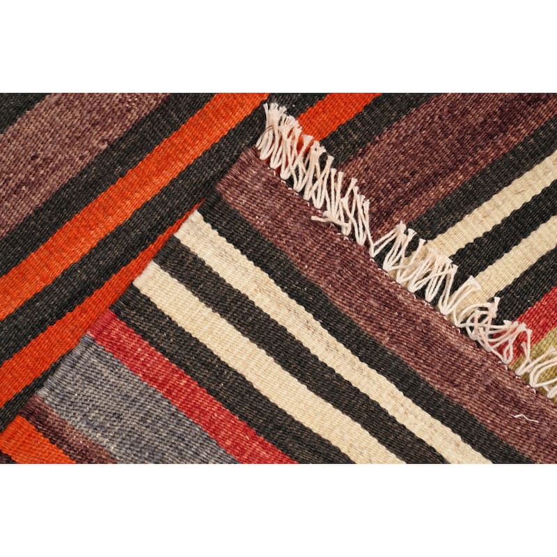 Hand Woven Oriental 100% Wool Carpet Southwestern Geometric Multi-Colored Kilim Area Rug - 10' 1'' X 5' 0''