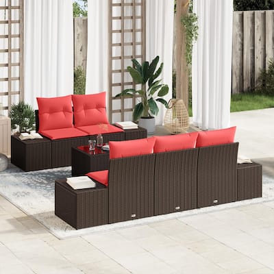 vidaXL 6 Piece Garden Sofa Set with Cushions - 94.1×24.4×27.2