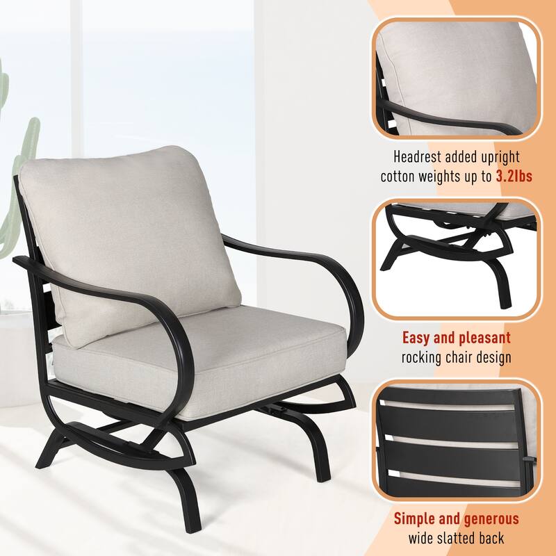 MAISON ARTS Patio Conversation Set 5 Pieces with 28'' Gas Fire Pit Table