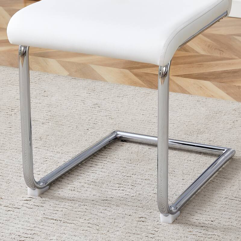 5-Piece Dining Table Set with 4 Upholstered Chairs, Kitchen Table Set with Tempered Glass Rock Top for Dining Room