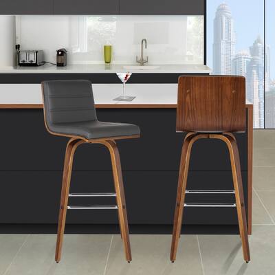 Carson Carrington Skara Walnut/ Faux-leather 26-inch Swivel Bar Stool