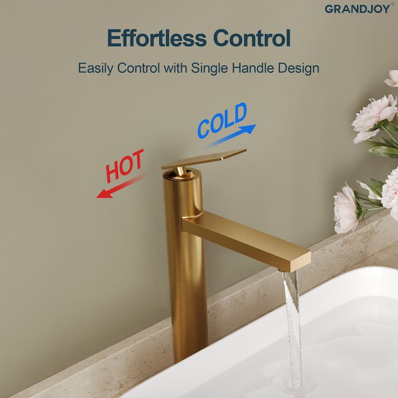 GRANDJOY 2-Pack High-Arc Bathroom Vanity Faucet, Single Hole Installation