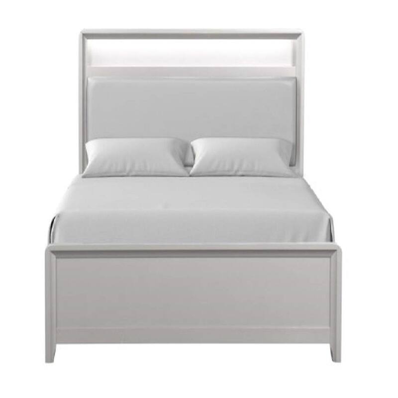 Champagne Finish Contemporary Bedroom Furniture Set with LED Bookcase Bed - Twin - 6 Piece