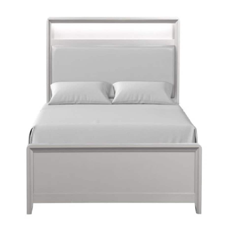 Champagne Finish Contemporary Bedroom Furniture Set with LED Bookcase Bed