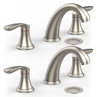 Bathroom Sink Faucet, 2 Handles 3 Holes Deck Mount Brushed Nickel Widespread Bathroom Faucet - 3.59x3.59x7.87in