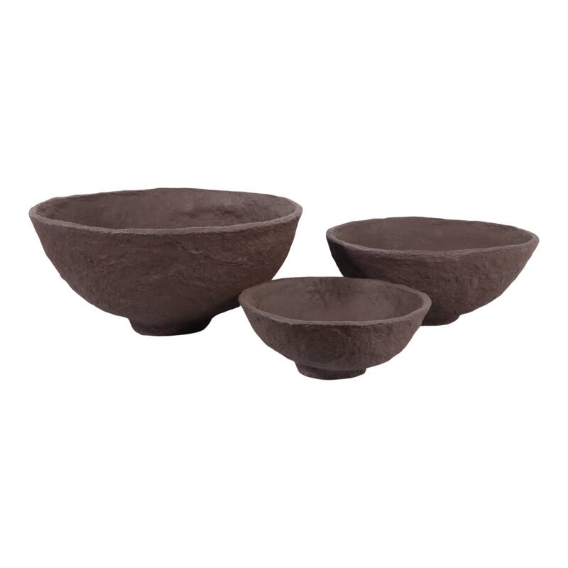 Pottery Paper Mache Bowls Handcrafted Unique Texture (Set of 3)