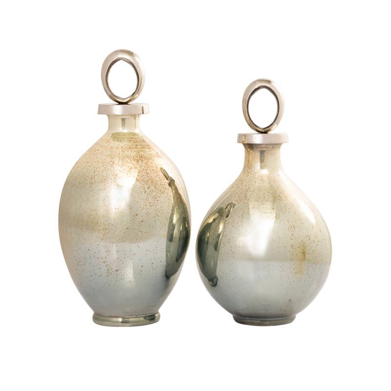 Elk Home Opal Ring Green Finish Glass 8 Inch Wide Bottle