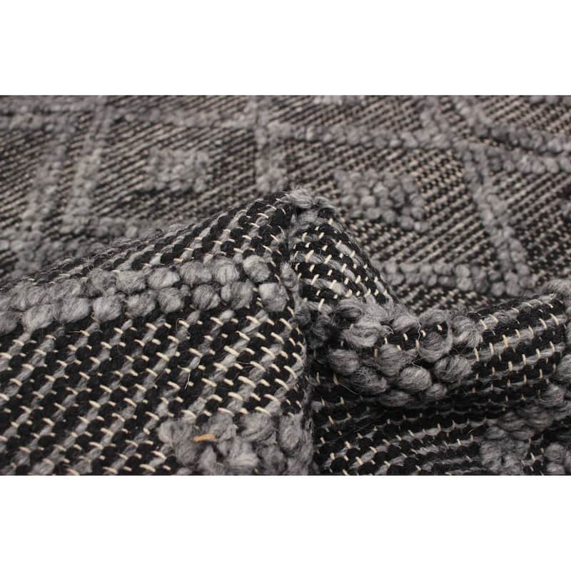 ECARPETGALLERY Braid weave Sienna Black Wool Rug - 5'1 x 7'3