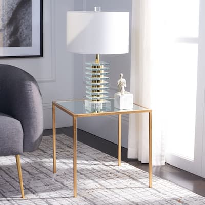 SAFAVIEH Treasures Raquel Gold/ Mirror Top Accent Table - 18.1" x 18.1" x 18.1" - 18Wx18Dx18H