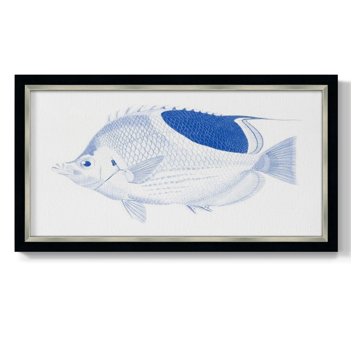 Blue & White Tropical Fish I Premium Framed Canvas- Ready to Hang