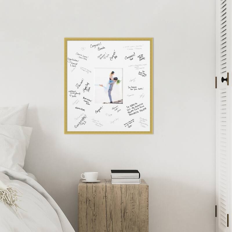 Svelte Signature Mat Picture Frame - Autograph Photo Frame Guest Book Alternative for Weddings, Graduations, or Retirement