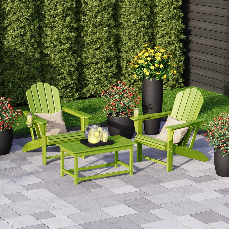 Aderson Outdoor Poly Adirondack Chair Set with Coffee Table