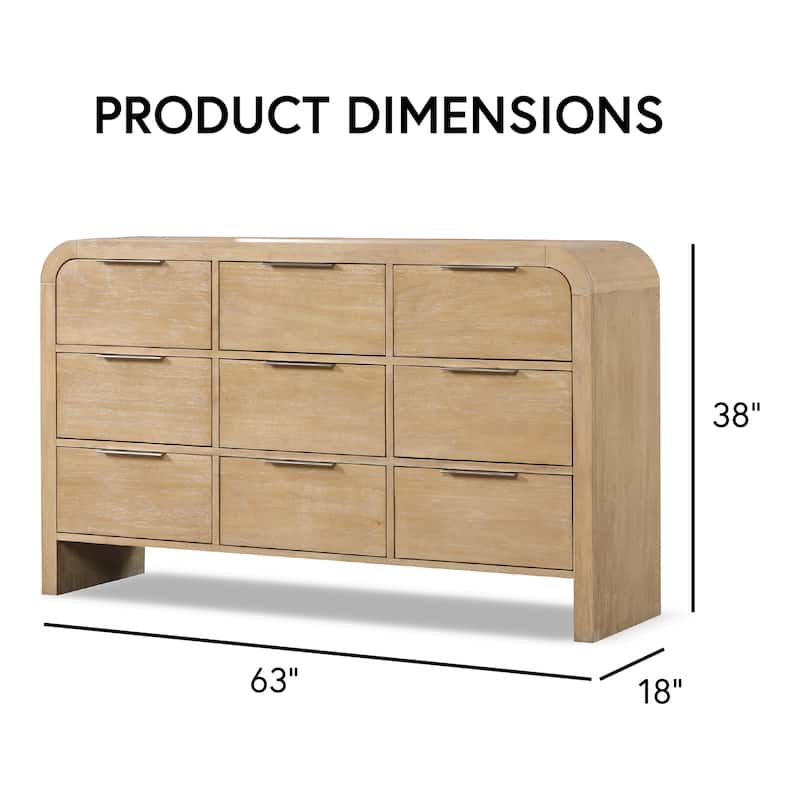 Furniture of America Elowyn 3-Piece Natural Solid Wood Dresser and 2-Nightstand Bedroom Set
