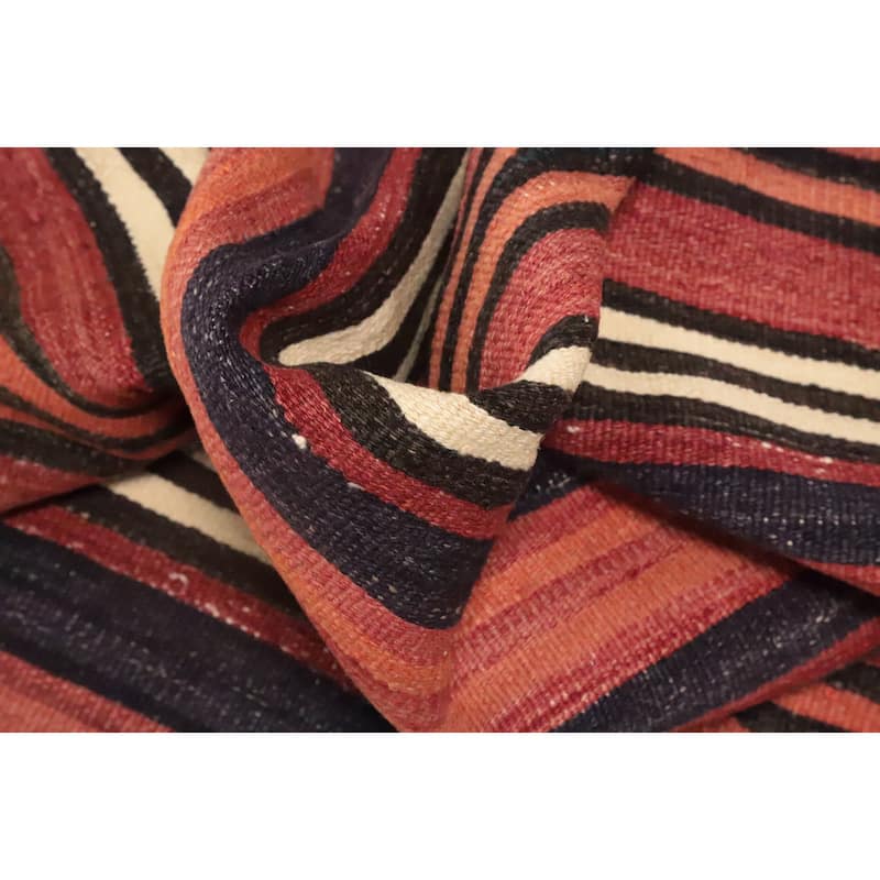 Hand Woven Oriental 100% Wool Carpet Southwestern Geometric Oranges & Rust Kilim Area Rug - 10' 8'' X 4' 9''