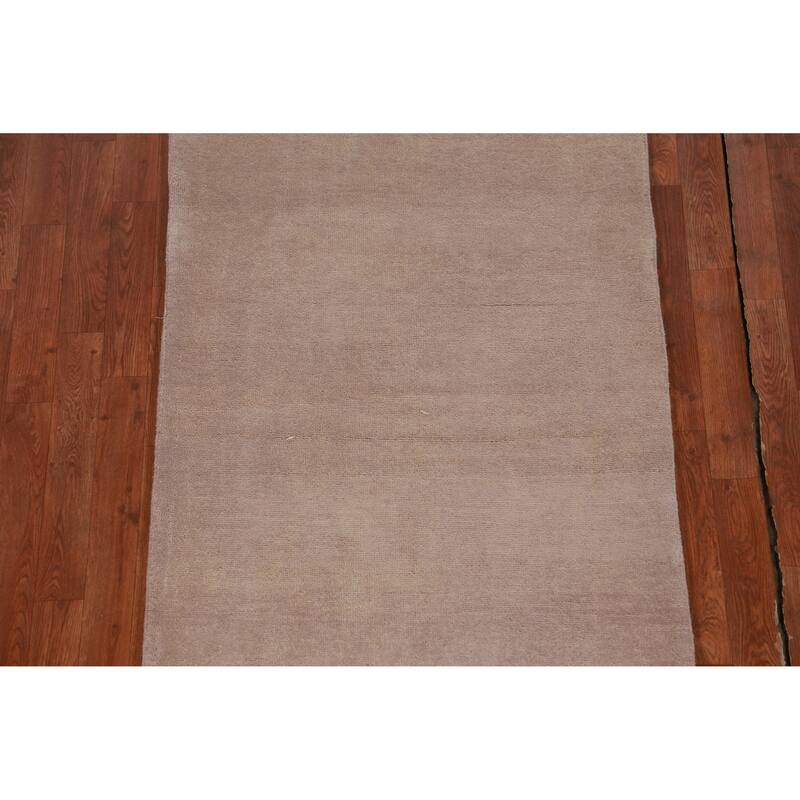 Hand Knotted Oriental 100% Wool Carpet Modern Solid Beige & Ivories Gabbeh Runner Rug - 10' 6'' X 3' 0''