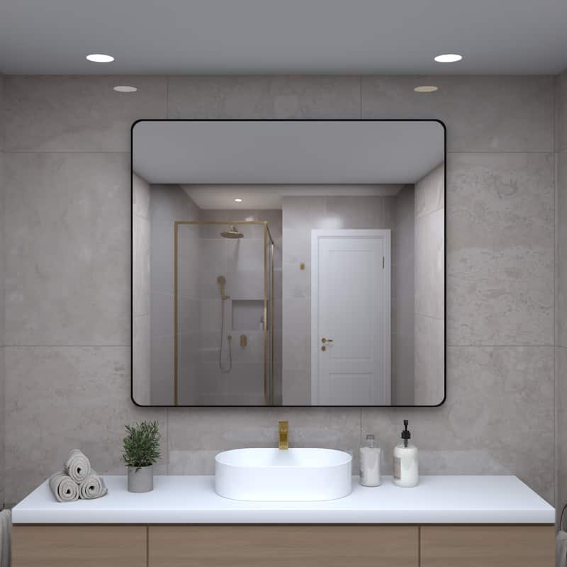 36 Inch Black Rectangular Mirror Metal Framed Mirror Vanity Mirror Dressing Mirror, for Bathroom, Living Room - 40 - 40