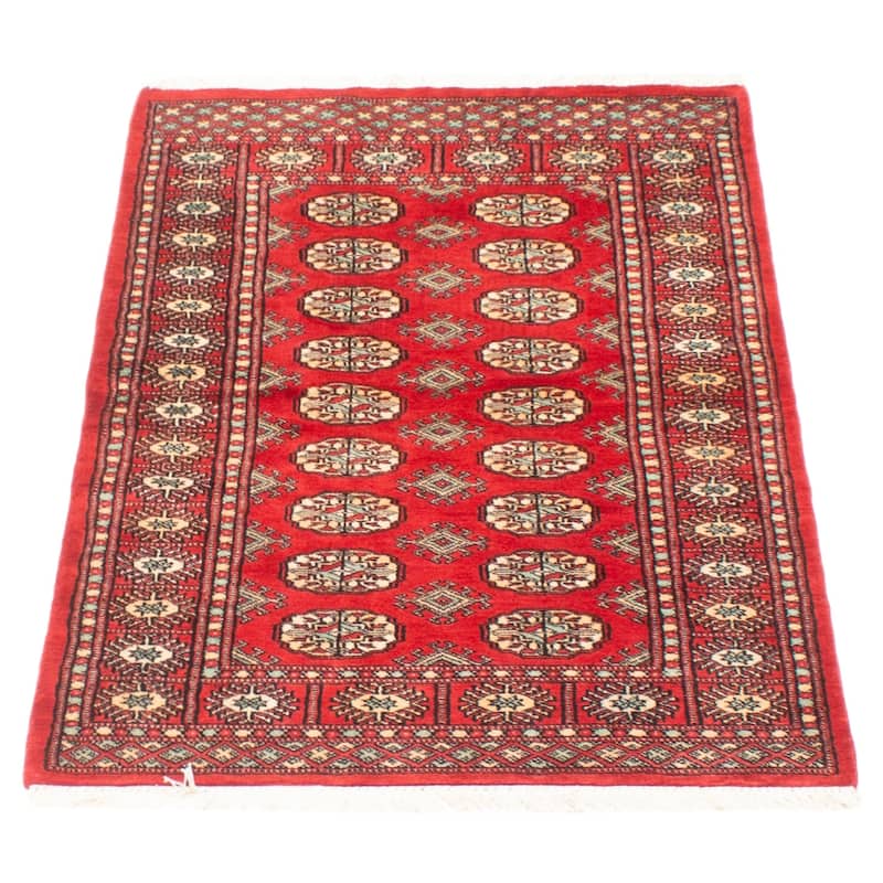 ECARPETGALLERY Hand-knotted Peshawar Bokhara Red Wool Rug - 3'1 x 4'10