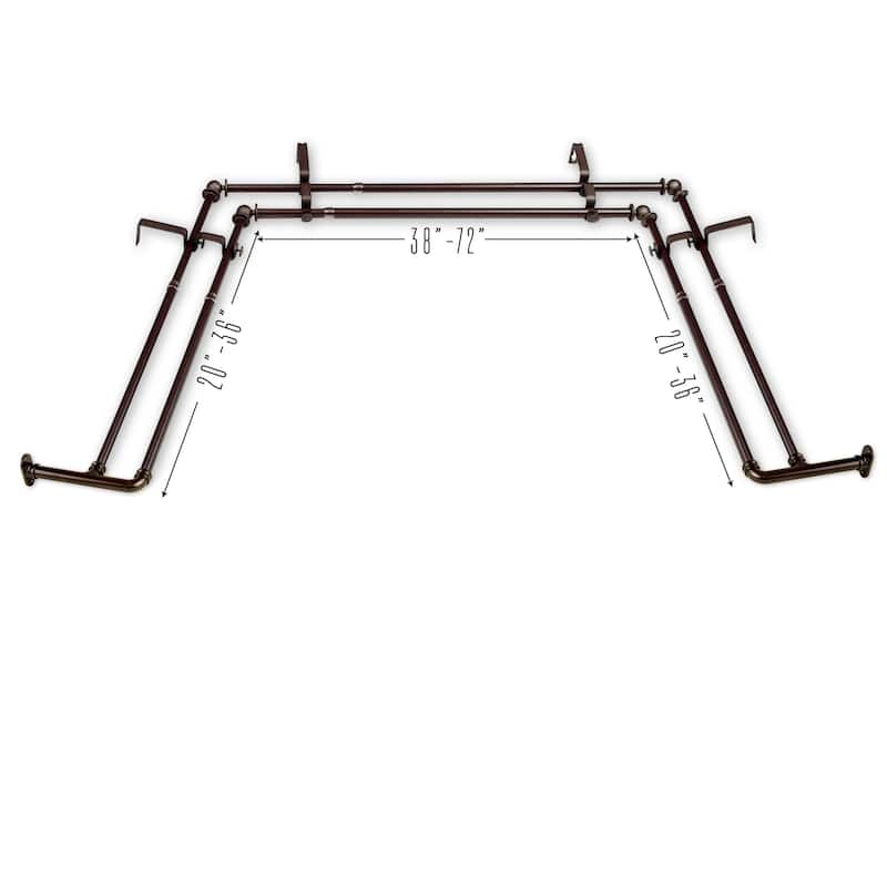 InStyleDesign 5/8 inch Blackout Bay Curtain Rod 20"-36", 38"-72"