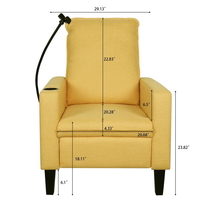 Polyester Recliner Chair with Phone Holder and Cup Holder, 3-Position Recline, 220lb Capacity