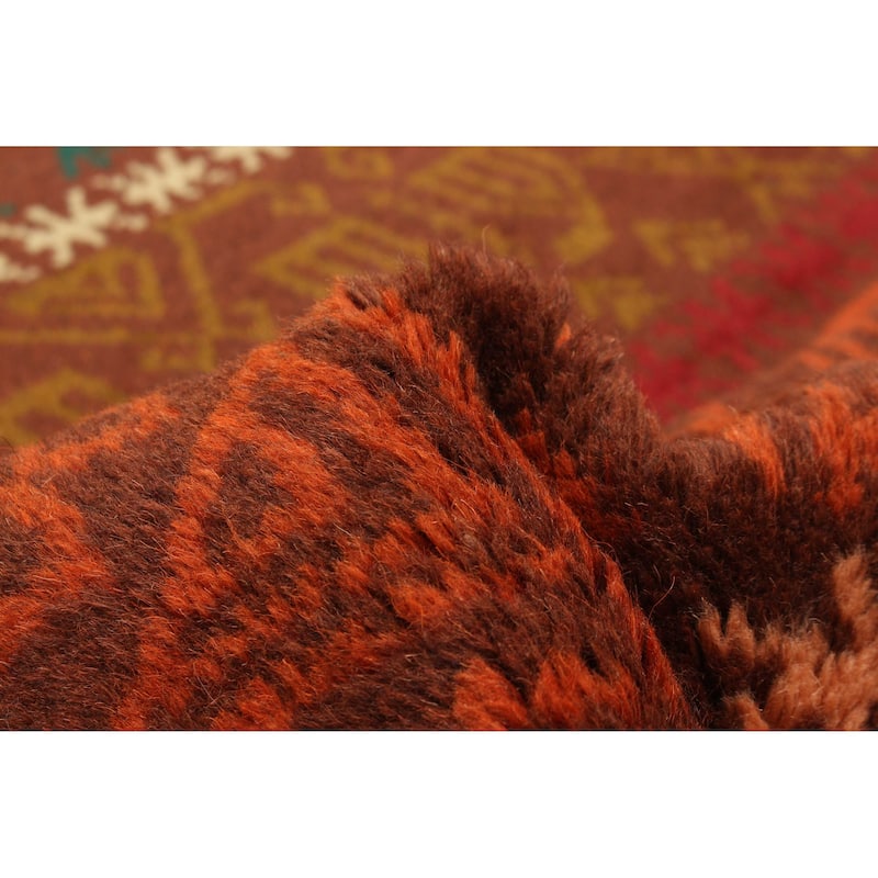 ECARPETGALLERY Hand-knotted Afghan Brown Wool Rug - 2'10 x 29'2