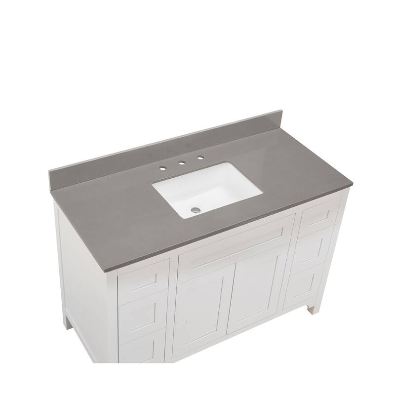 Altair Madrid Bathroom Vanity Countertop in Concrete Grey with White Sink without Vanity - 49"