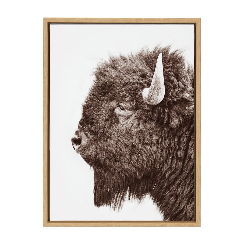 Kate and Laurel Sylvie Bison Profile Framed Canvas by Amy Peterson Art Studio