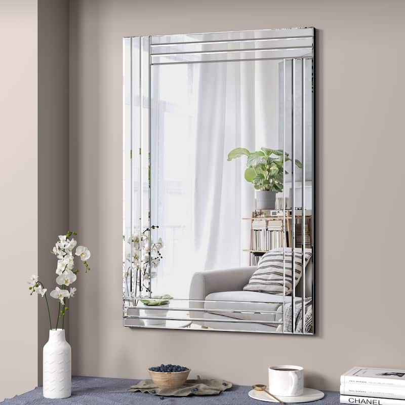 KOHROS Modern Sliver Rectangle Decorative Wall Mirror - 23.6 in. x 35.4 in.