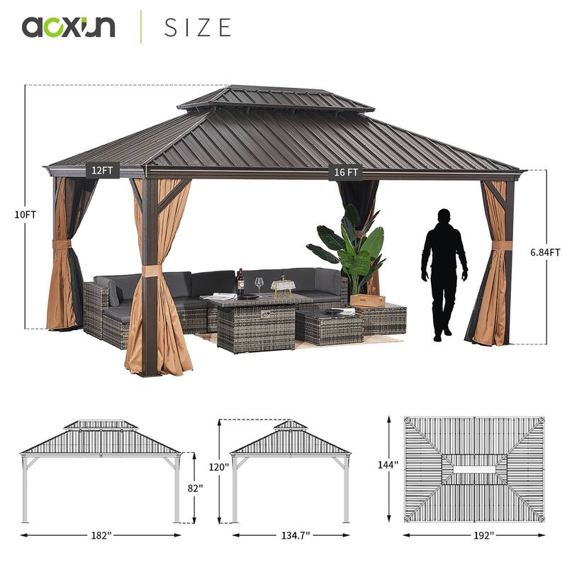 Outdoor Double Roof Hardtop Gazebo