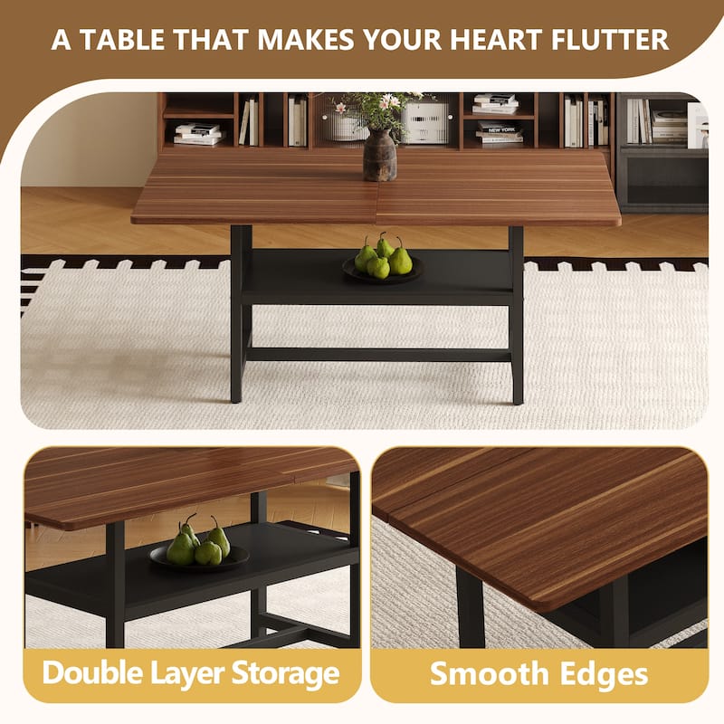 7-Piece Modern Dining Table Set, 71x35.4 Inch Wood Grain Table with 6 Linen-Cotton High