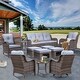 preview thumbnail 84 of 91, Outdoor Patio Furniture Set Brown Wicker Patio Conversation Seating Sets 11 Piece - Grey