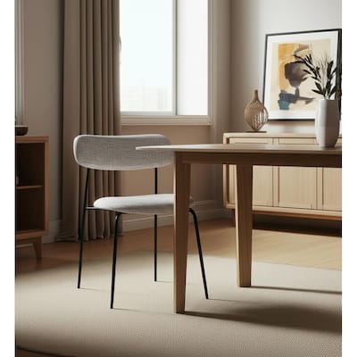 HomeRoots Gray and Black Upholstered Fabric And Metal Open Back Dining Side Chair - 20.08 in. x 31.25 in. x 21.26 in.