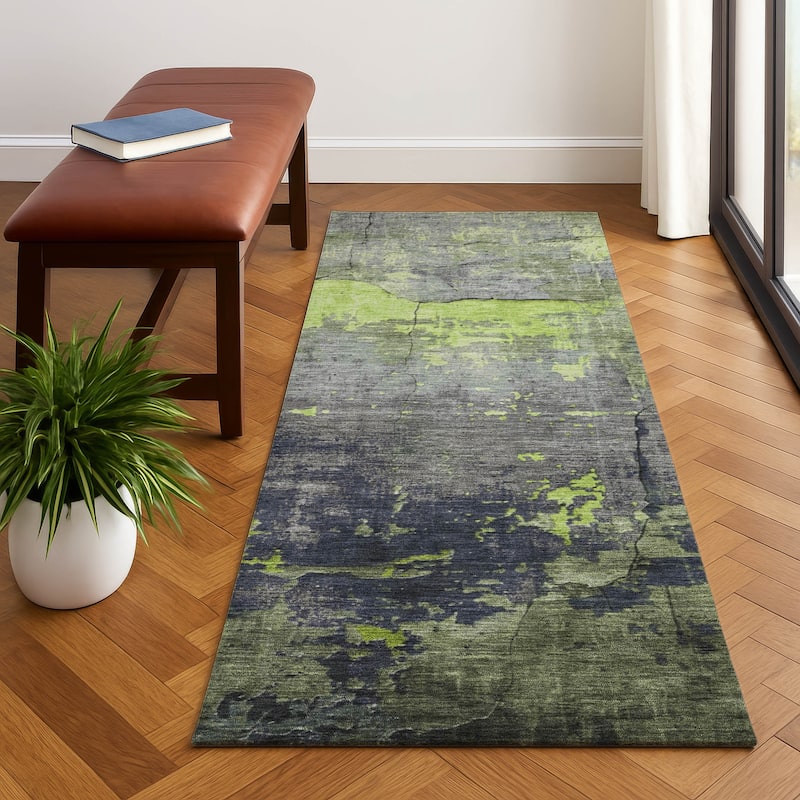 Premium Washable Super Soft Abstract Chic Mayfield Rug - Lime - 2'3" x 7'6"