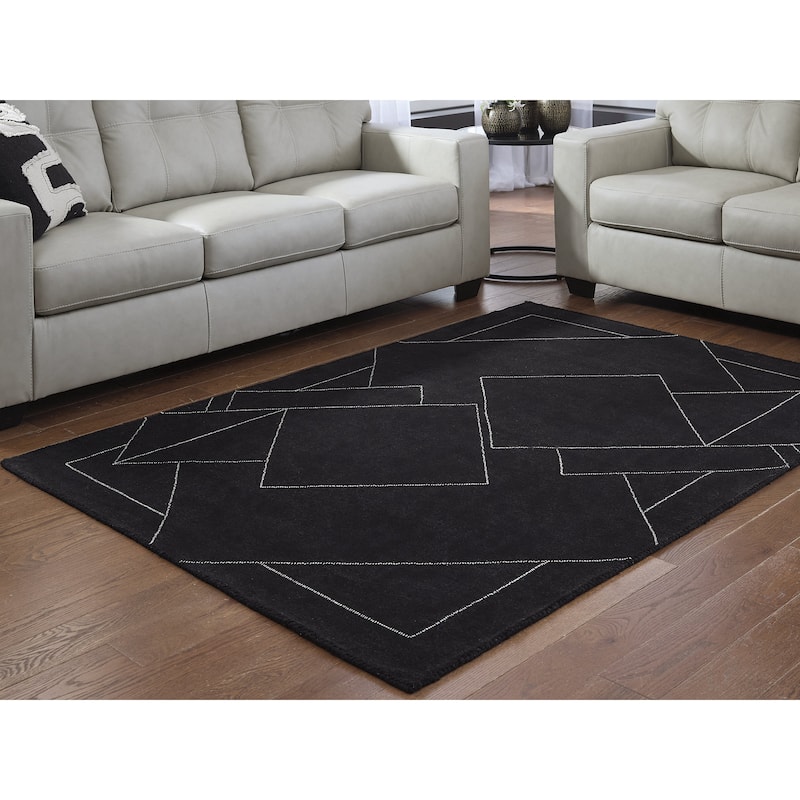 Signature Design by Ashley Marav Black/White Area Rug - 60" W x 84" D x 0.16" H