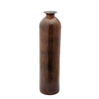Stone Bronze Finish Bottle Vase - 5x5x19.5