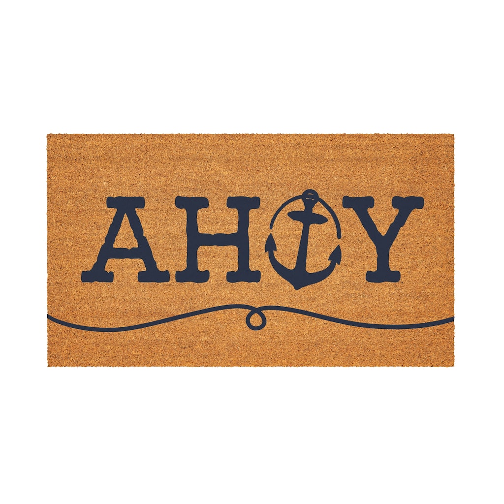 Coastal Coir Mat Ahoy Anchor 28"x16" - 28" x 16"