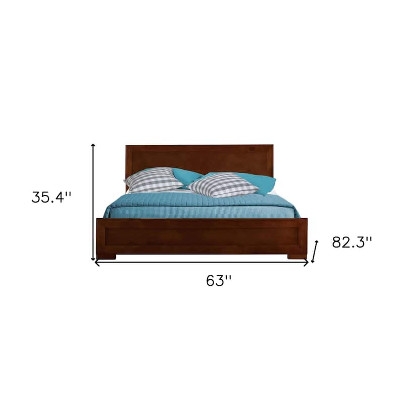 HomeRoots Brown Solid and Manufactured Wood Queen Bed Frame