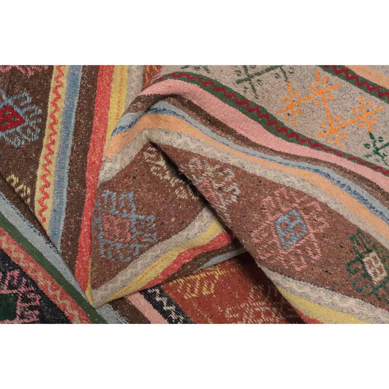 Hand Woven Oriental 100% Wool Carpet Southwestern Tribal Multi-Colored Kilim Area Rug - 9' 3'' X 5' 4''