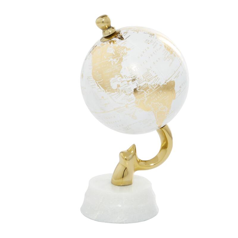 Gold Aluminum Globe with Marble Base