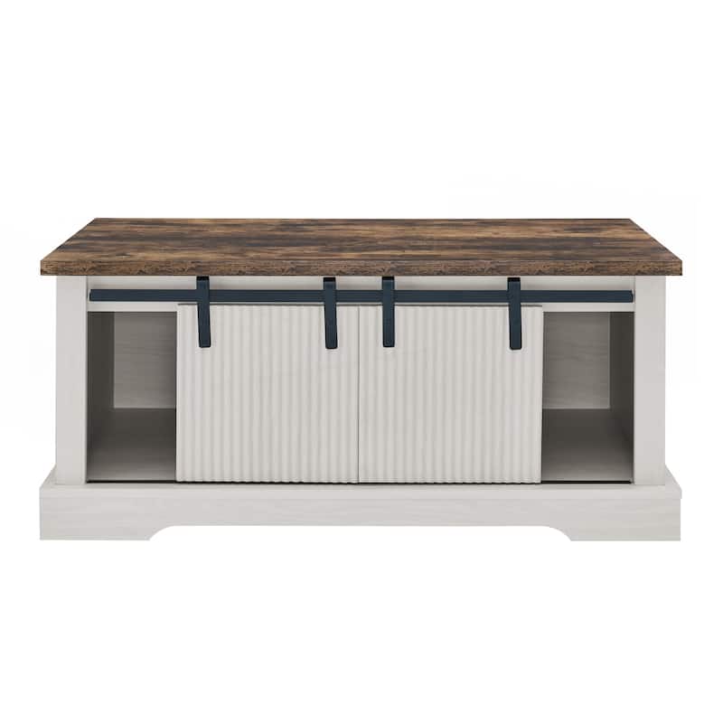 41.3 Inch Coffee Table with Storage and Sliding Wood Door